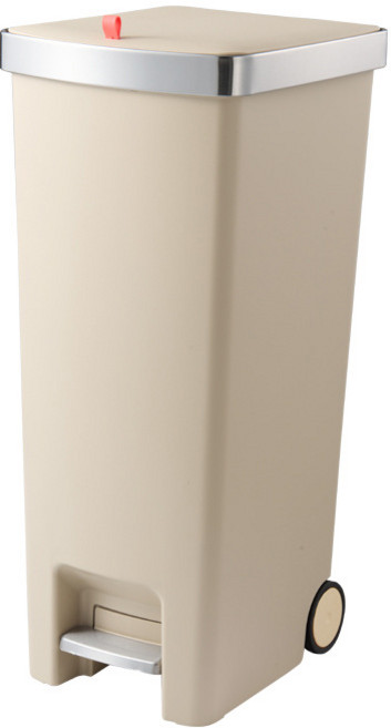 데코트리 대용량 이동식 페달 휴지통, 크림