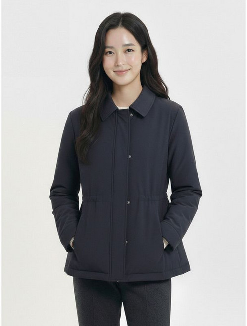 크로커다일레이디 네이비 펀칭원단 믹스 셔츠카라 점퍼 CLBMJP204