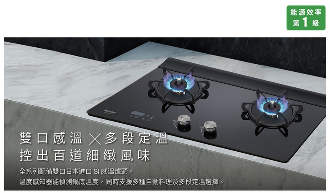 林內 RB-A2760S 檯面式緻溫不銹鋼雙口爐，超時熄火安全裝置，五段定溫精準控制火候，日本感溫爐頭, 1個, 不鏽鋼