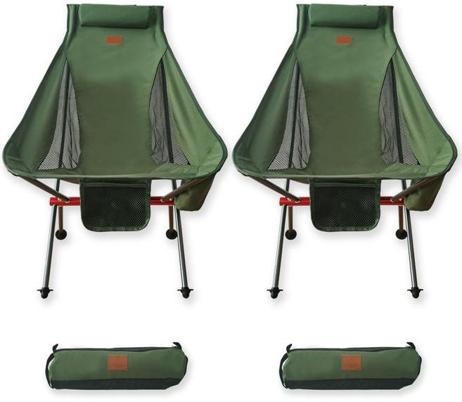 캠핑 의자 롱릴렉스 경량 하이체어 A100, 카키2개(풋커버2세트), 1개