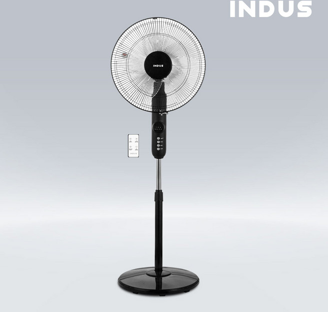 인더스 업소용 사무실 키높이 리모컨 16인치 스탠드 선풍기 블랙, INO-16RSF