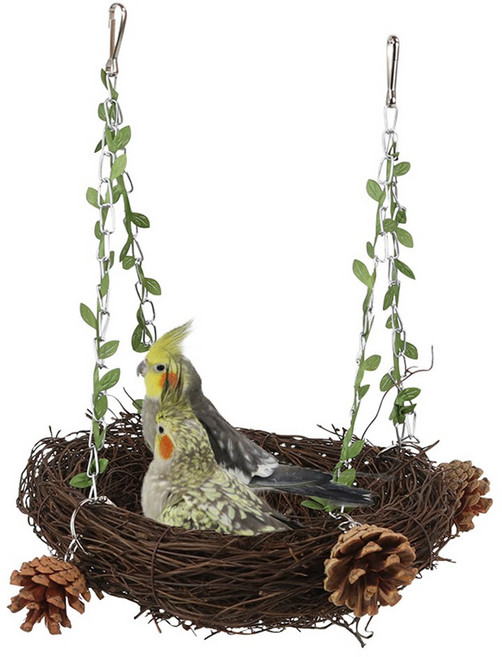 레브펫 앵무새 원형 그네 새둥지, 1개, 혼합색상 대형