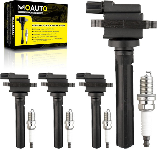 MOAUTO 4개 점화 코일 팩 UF237 33410-77E22 및 4개의 PCS 이리듐 스파크 플러그 세트 쉐보레 1999-2004 트래커 스즈키 에어리오 리스펙트 사이드킥, UF796, 8