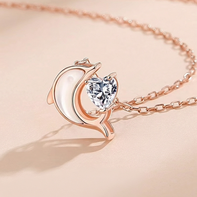 돌고래 목걸이 하트 S925 실버 여성 데일리 심플 by 카루이