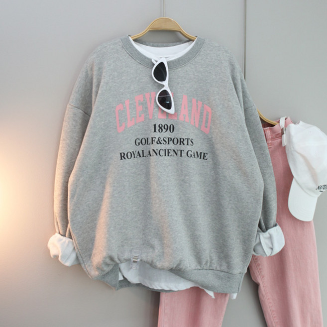 달콩 여성 빅사이즈 겨울티 도톰 따뜻한 블랜드레터링오버핏맨투맨(기모)