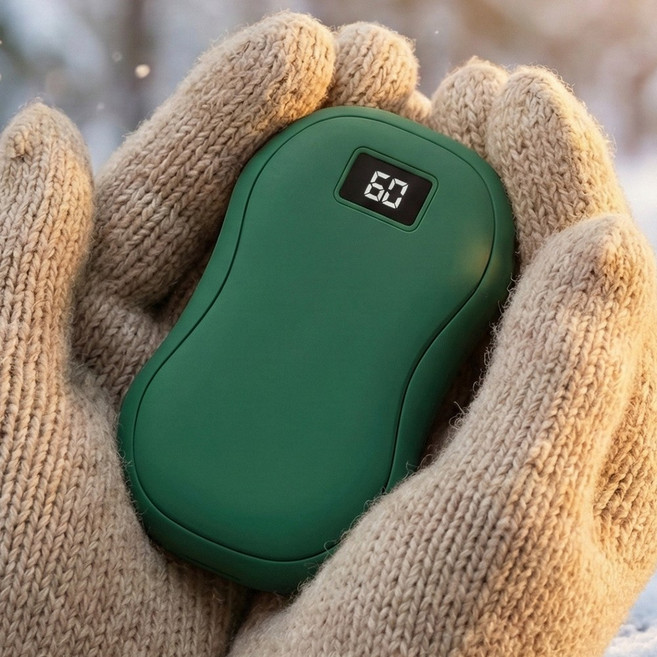 아이킨 충전식 손난로 보조배터리 전기 5000mAh 전자 휴대용 USB 핫팩, 그린