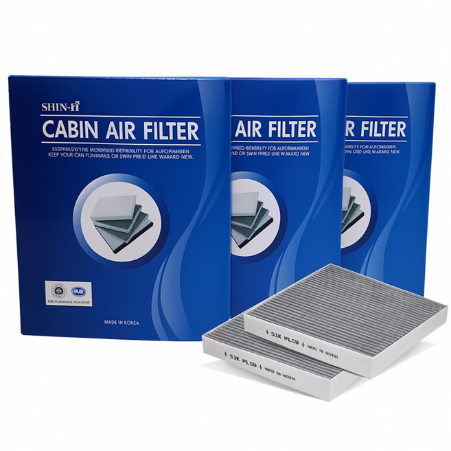 (기아) [1+1+1] 신아 자동차 에어컨 활성탄필터, 3개, 카니발(KA4)