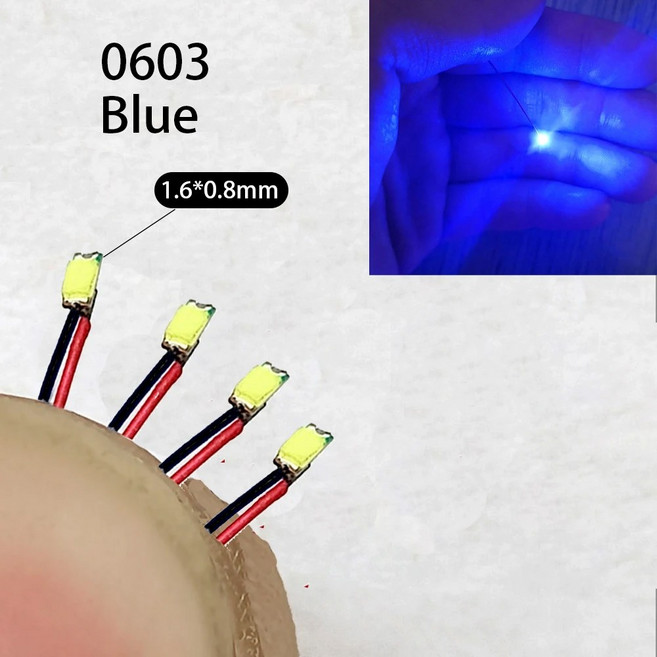 모델 기차용 LED 0805 레드 SMD 0402 1206 사전 체중계 리츠 OO 라인 블랙 납땜 0603 40 디오라마 와이어 철도용 HO, 0603 blue