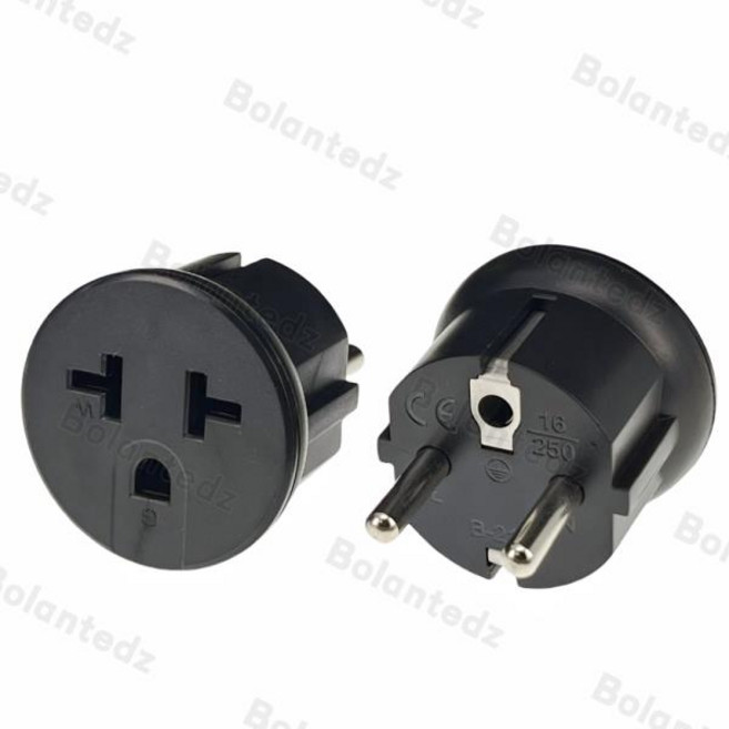 변환 플러그 한국Bolantedz 16A250V 독일 프랑스 한국 EU 4.8mm 플러그-Nema 5-15R 소켓 콘센트 T 블레이드, 1개