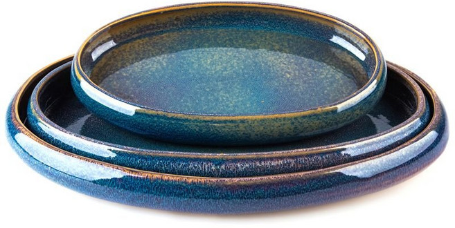 수석받침대 공예품 수반 원형 수경 사각 장식품 진열대 도자기 그릇 불상 장미홍 예술 분 33cm 원형, 경덕진 흑유 타원형 분 54cm