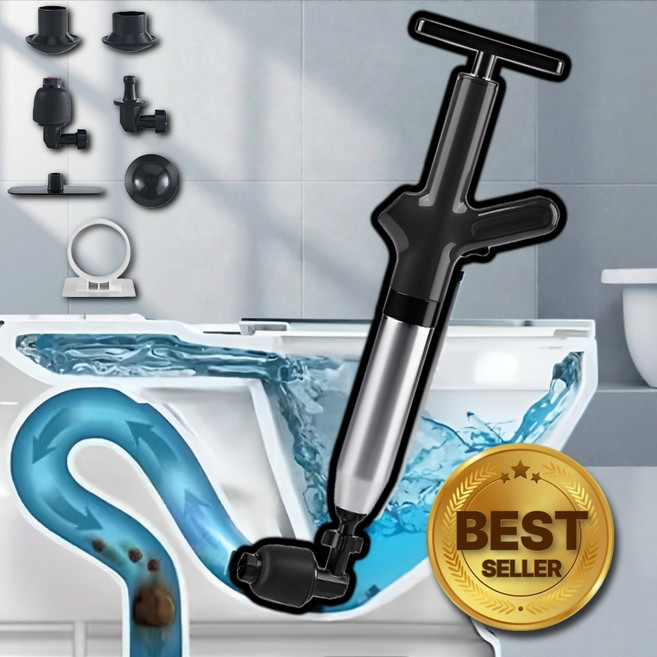 아노이 원터치 압력 에어 펌프 변기 뚫어뻥, 딥 블랙