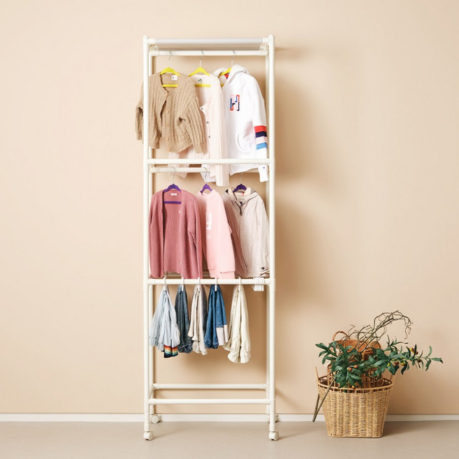 엠에프매직하우스 베이비 아기행거 유아행거 아동행거 어린이 다걸어 3단 행거, 화이트그레이