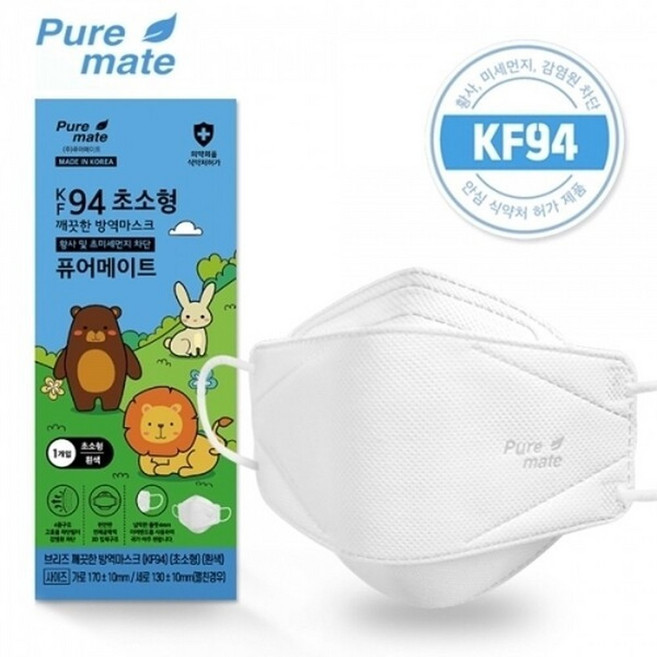 퓨어메이트 뉴브리지 KF94 화이트 마스크 (초소형) (50매), 50매, 1개
