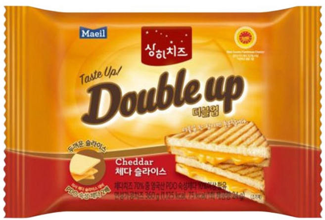 매일유업 상하치즈 더블업 체다슬라이치즈 240g(10매)/냉장, 10개, 24g