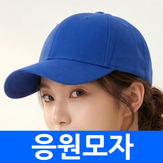 응원모자 레드 블루 무지볼캡 단체 팀모자 야구모자 캡 선거모자 체육대회모자 무지모자 캐쥬얼 칼라 인쇄 자수가능, 1개