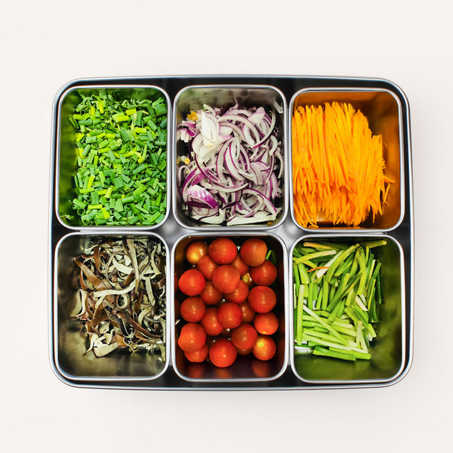 스텐 칸칸 밧드 분리형 칸막이 바트 나눔 반찬통, 1개, 작은 내피 6P+큰 외피