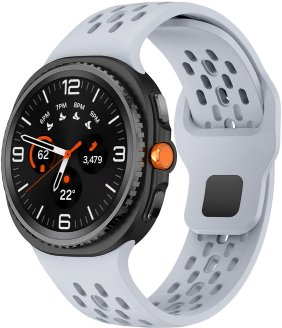 갤럭시워치 8 40mm 44mm 8클래식 46mm 호환 실리콘 스트랩 스포츠 멀티타공 소프트 루프 밴드 워치7/6/5/5골프/4/4클래식 45mm 43mm 47mm 42mm, 연한그레이