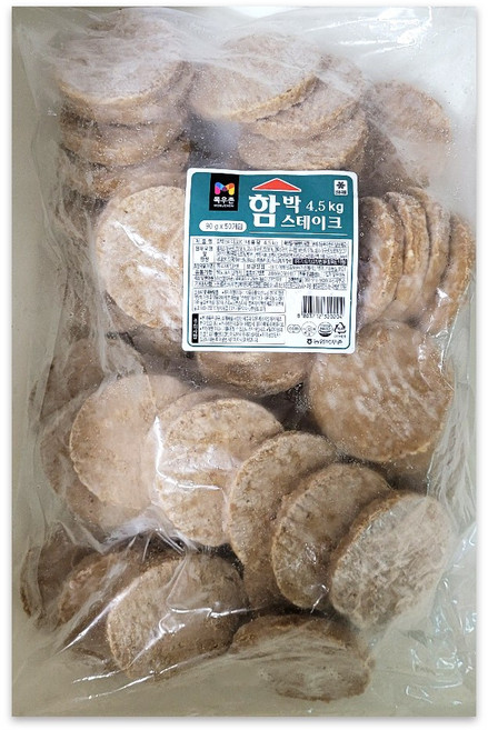 목우촌 함박 스테이크 4.5kg 무료배송/국산 원료육 빵가루 대용량 업소용 도시락 반찬 햄버거 샌드위치 볶음밥 간식, 1개