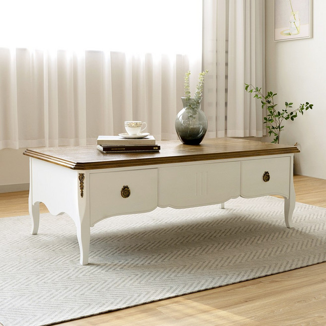 피어젠가구 로간 프렌치 원목 엔틱 소파 테이블, 로간 소파테이블