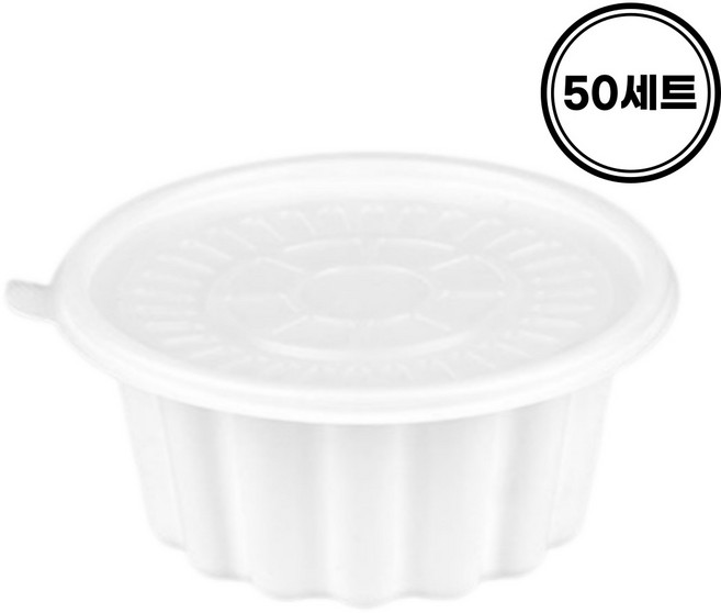 195파이(대) 백색 업소용 일회용 냉면 칼국수 탕용기 면용기 PP 국내제조 몸통 뚜껑, 1세트, 50개