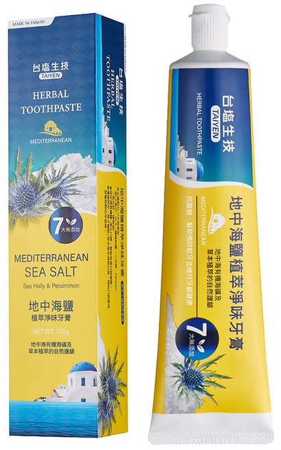 台鹽生技 地中海鹽植萃淨味牙膏, 3個, 地中海鹽150gx3條, 150g