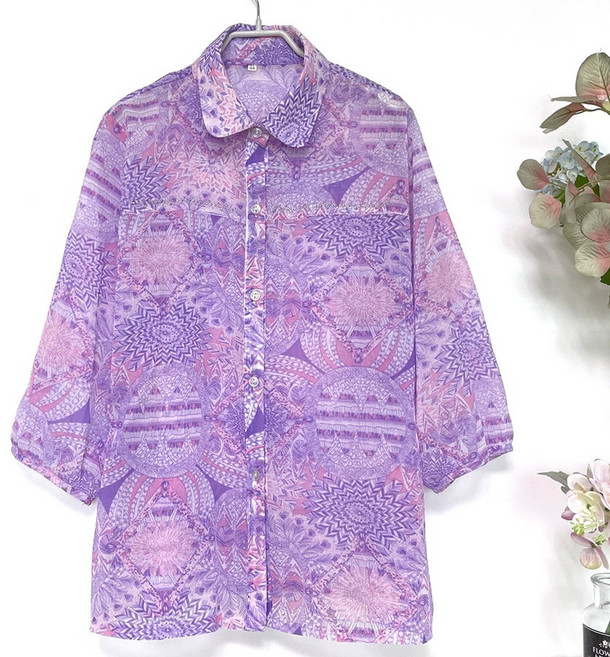 국내생산 국민할매 할머니옷 엄마옷 미라클 쉬폰 7부 블라우스[RB-S01] 어르신옷 여름남방 요양원옷