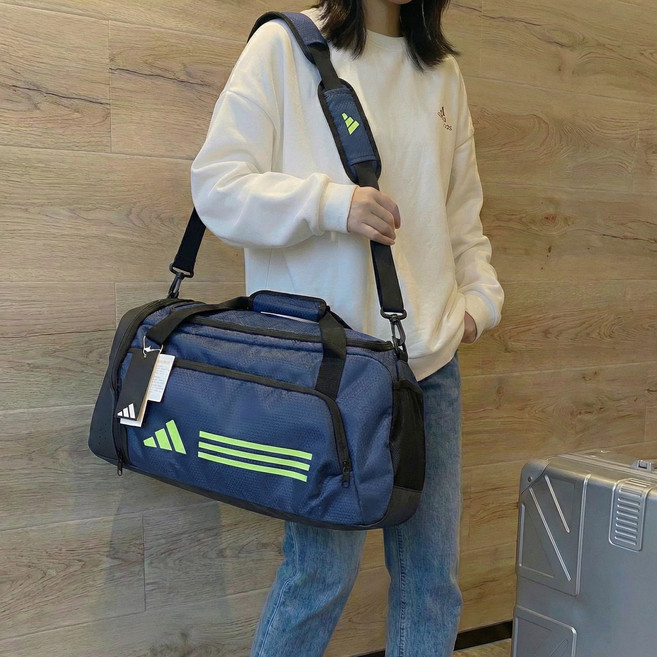 아디다스 더플백 스트라이프 트레이닝백 운동 가방 테니스가방 웨이트 축구 복싱 트렌디한 51L, 1개, 네이비
