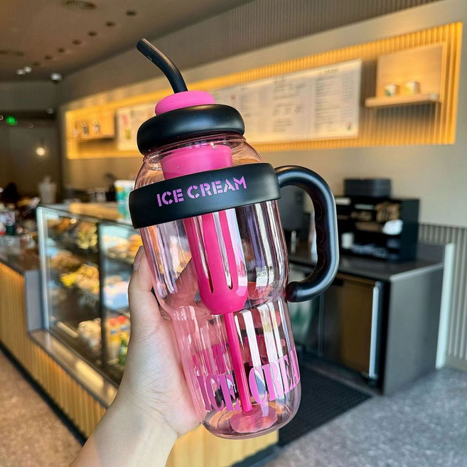 新款大容量卡通水杯, 紅色1300ml 獨立茶倉, 1套, 1300L