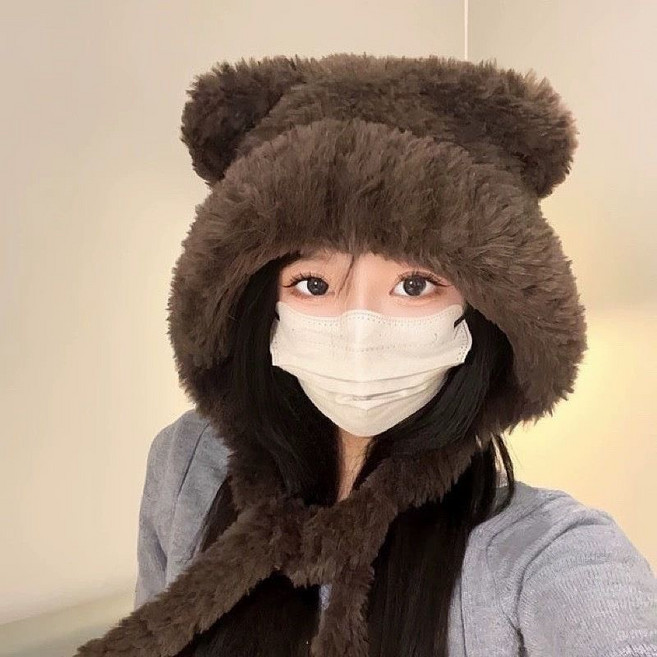 冬季韓版毛絨帽 保暖護耳針織帽 毛帽女 冬天遮耳毛線帽子