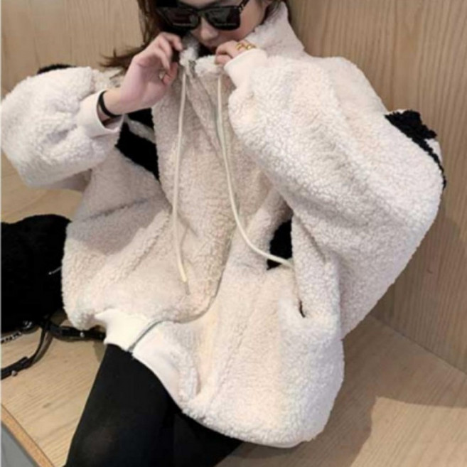 핏 오버 여자 나들이 후리스 데이트 룩 겨울 집업