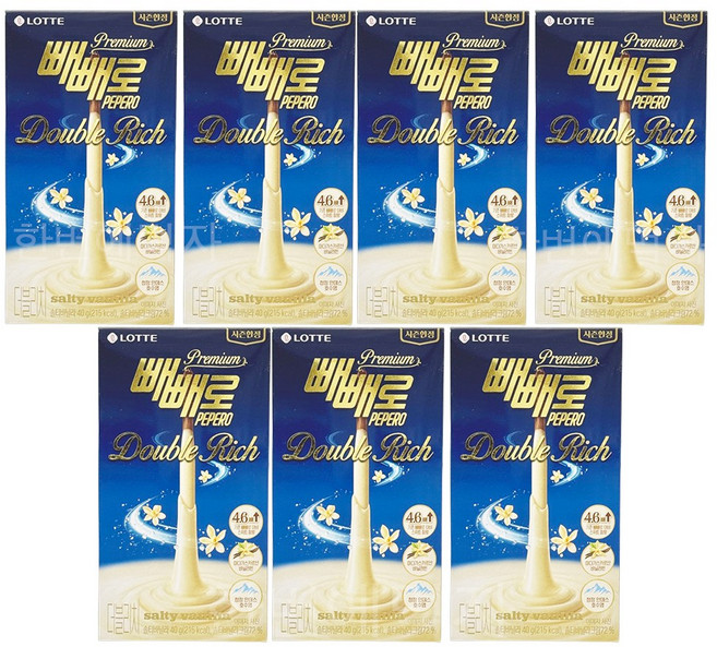 롯데 프리미엄 빼빼로 더블리치 솔티바닐라, 7개, 40g