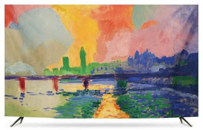 티비 가리개 커버 덮개 반고흐 모네 명화 모든 인치, K. 앙드레 드랭 - 차링 크로스 다리