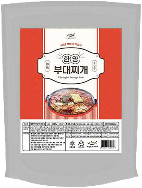 의정부 40년 전통 부대찌개 한양 식당 1000g, 5개, 1kg