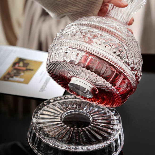 바스코토 회전디켄터 받침포함 칵테일 양주 와인 돌돌이 디켄팅 크리스탈, 1개, 1.595L