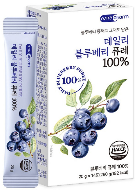 뉴트라팜 데일리 블루베리 퓨레 100% 14p, 1개, 280g