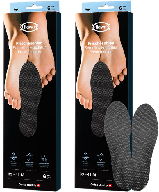플라와 프레쉬 인솔 12켤레 스위스 얇은 1mm 일회용 깔창 발냄새 제거 발땀 흡수 맨발용 구두 운동화 신발