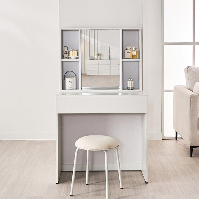 동서가구 미엘 800 수납거울 화장대 DF928301, 화이트