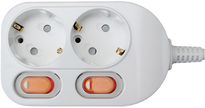 번개표 절전형 개별스위치 멀티탭 2구, 5m, 화이트, 1개