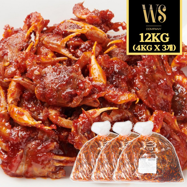 [반찬단지] 쌀게무침 4kg 총12kg 박스포장 반찬류 쌀게 방게무침, 3개