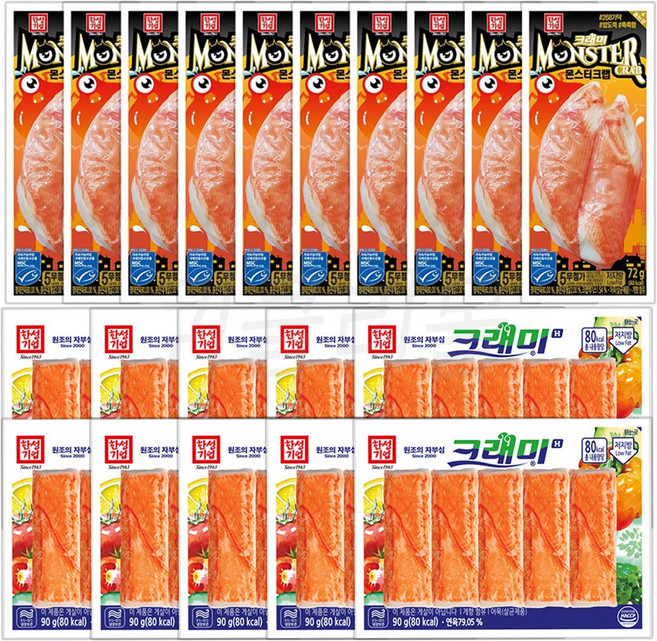 [팔도맛쟁이] 한성 크래미H 90g 10 + 몬스터크랩 72g 10, 1세트, 1.62kg