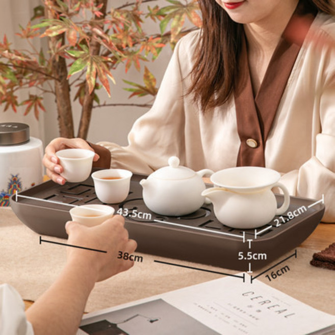 家用茶盤 輕奢現代瀝水託盤 簡約水杯架, j511窗花式咖色,多功能茶盤, 1個