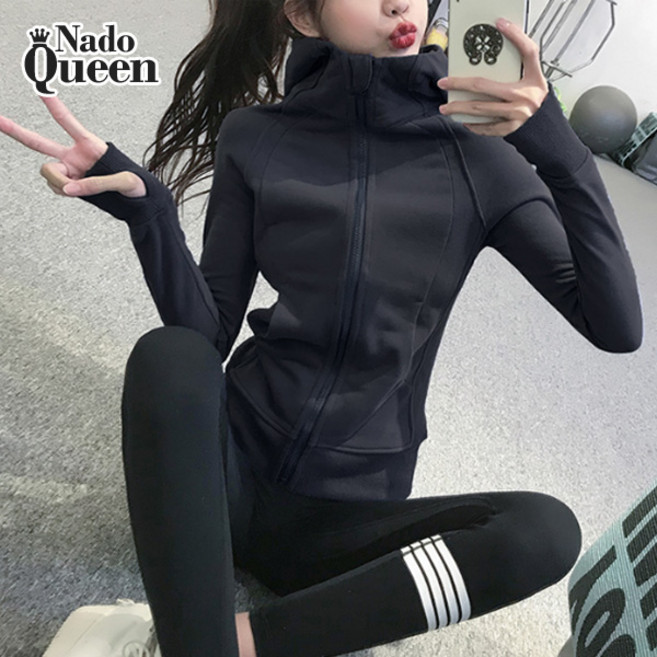 나도퀸 바디프 소매고리 피트니스 후드집업