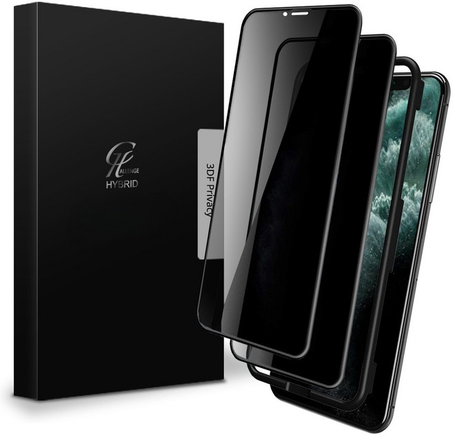 챌린지하이브리드 사생활 프라이버시 풀커버 강화유리 액정보호필름 2p, 1세트