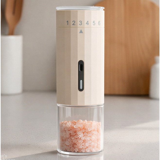 리안모어 전동 소금 후추그라인더 무선 자동 글라인더, 1개, 143ml