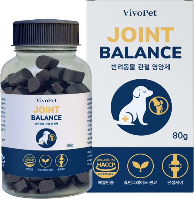비보펫 강아지 슬개골 관절 영양제 조인트밸런스 80g, 1개, 뼈/관절강화, 80정