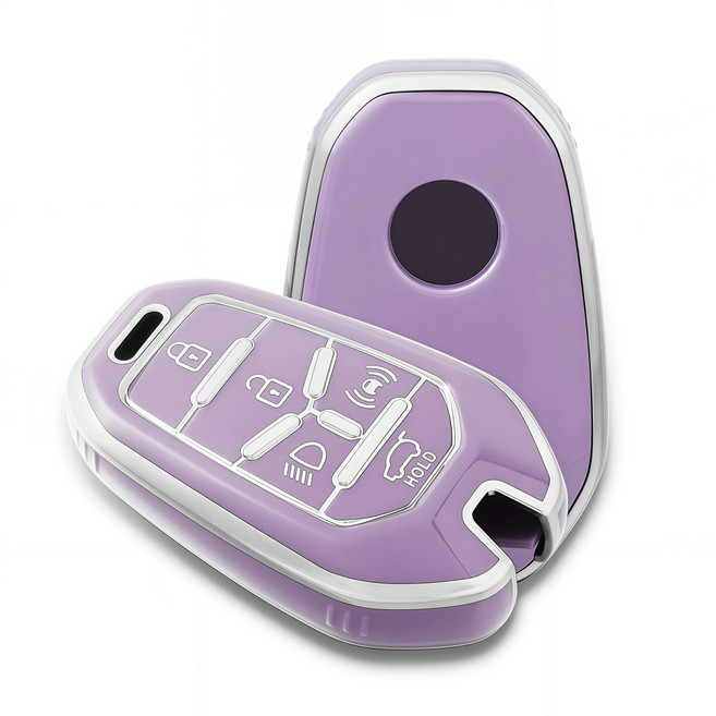OFFCURVE KGM 쌍용 호환 Edgeline 5버튼 TPU 스마트 키케이스 (렉스턴 티볼리 코란도), 보라색은