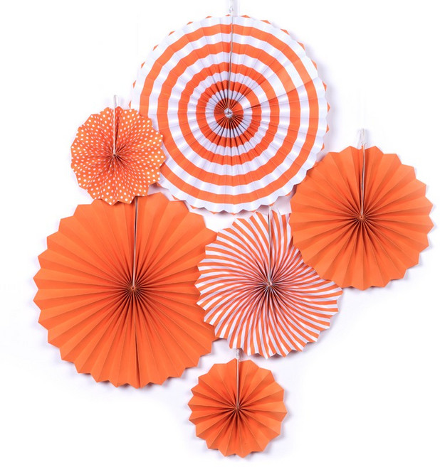 파티팡 페이퍼팬 데코 6종세트, 오렌지