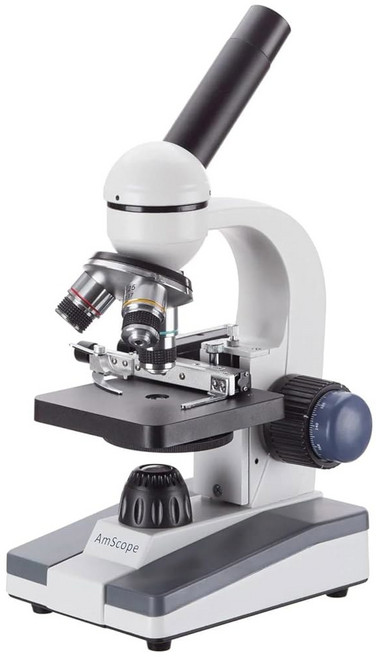 AmScope M150C-MS 복합 단안 동축 렌즈 LED WF10x 110V 스테이지 초점 미세한 배율 단일 WF25x 및 현미경 접안렌즈 조명 거칠고 40x-1000