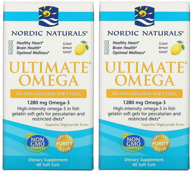 노르딕내츄럴스 얼티미트 오메가 3 1280mg 레몬 소프트젤, 60정, 2개