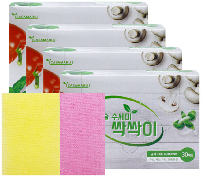 까사마루 요술 수세미 싹싹이 30매X4박스일회용수세미 주방수세미 설거지수세미, 4개, 30개입